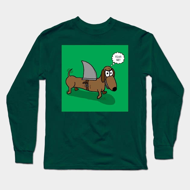 Wiener Dog with a Shark Fin Long Sleeve T-Shirt by OutToLunch